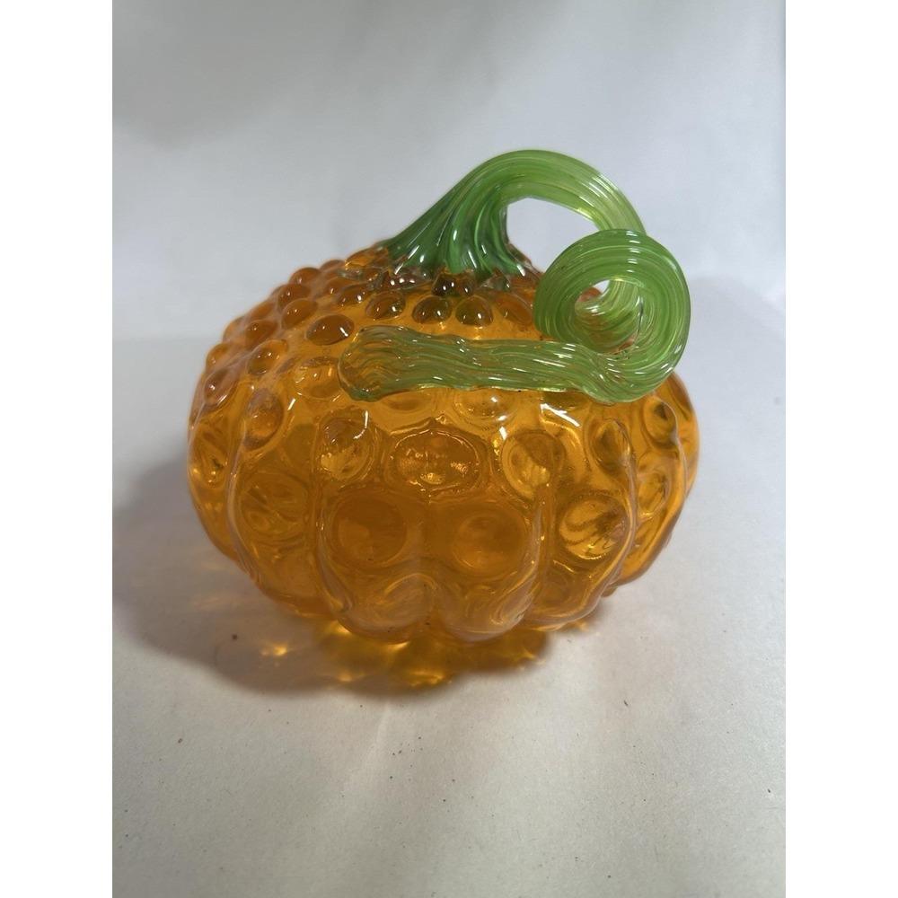 Vintage Blown Glass Pumpkin Halloween Fall Decor Seasonal 5" x 5"